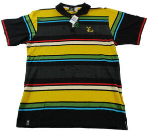 LRG Game Call Polo Shirt Mens XL Multicolor Striped Short Sleeve Cotton 1636